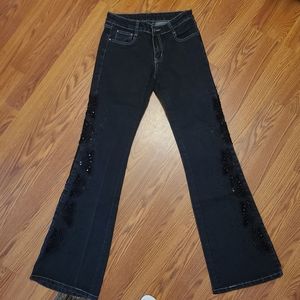 Beaded Velvet Butterfly Bootcut Jeans 🦨